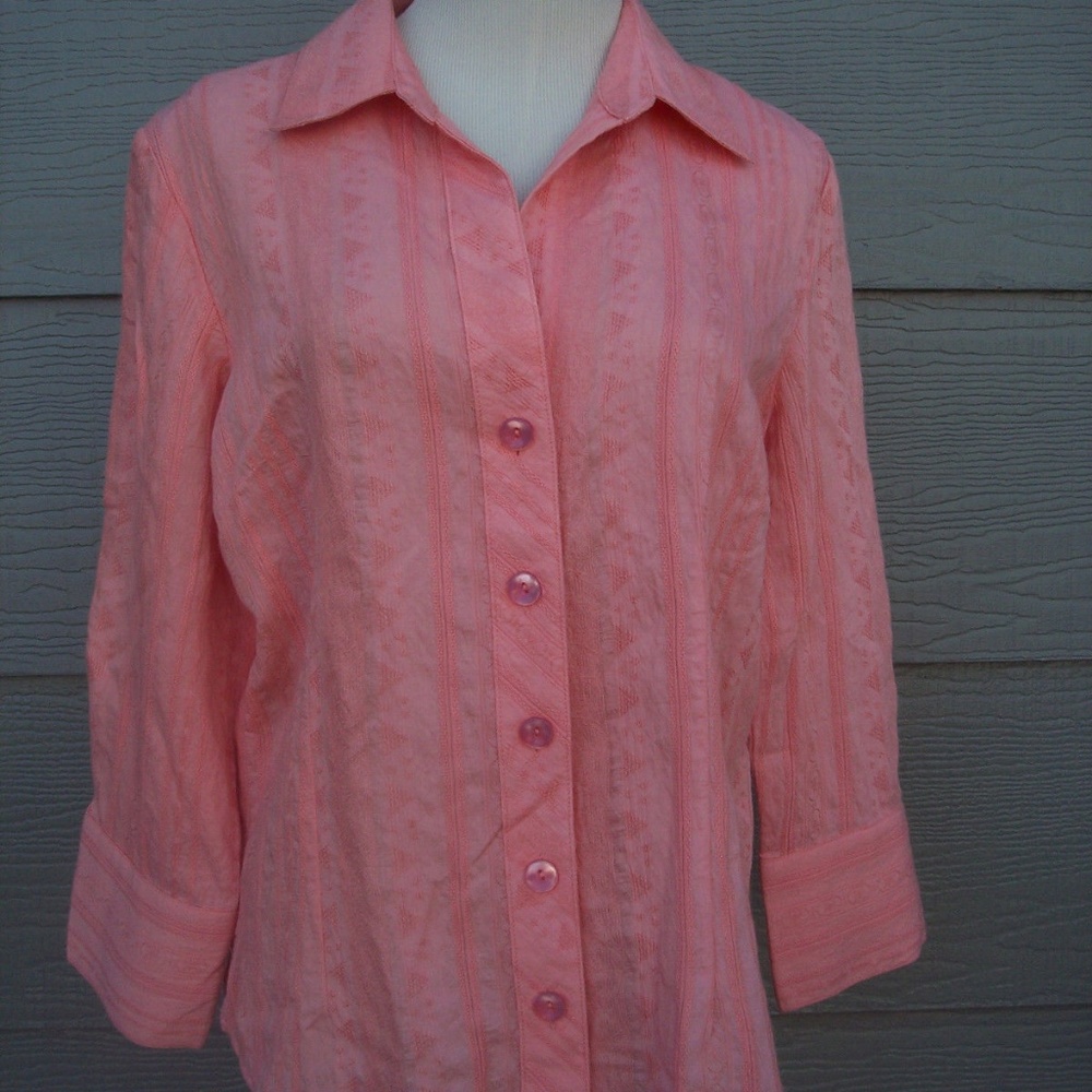 Coldwater Creek Womens Shirt Sz M 38B Orange Coral